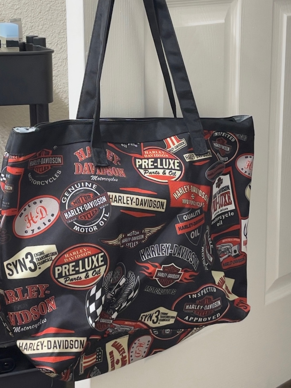 Harley-Davidson Black Logo Print Tote Bag